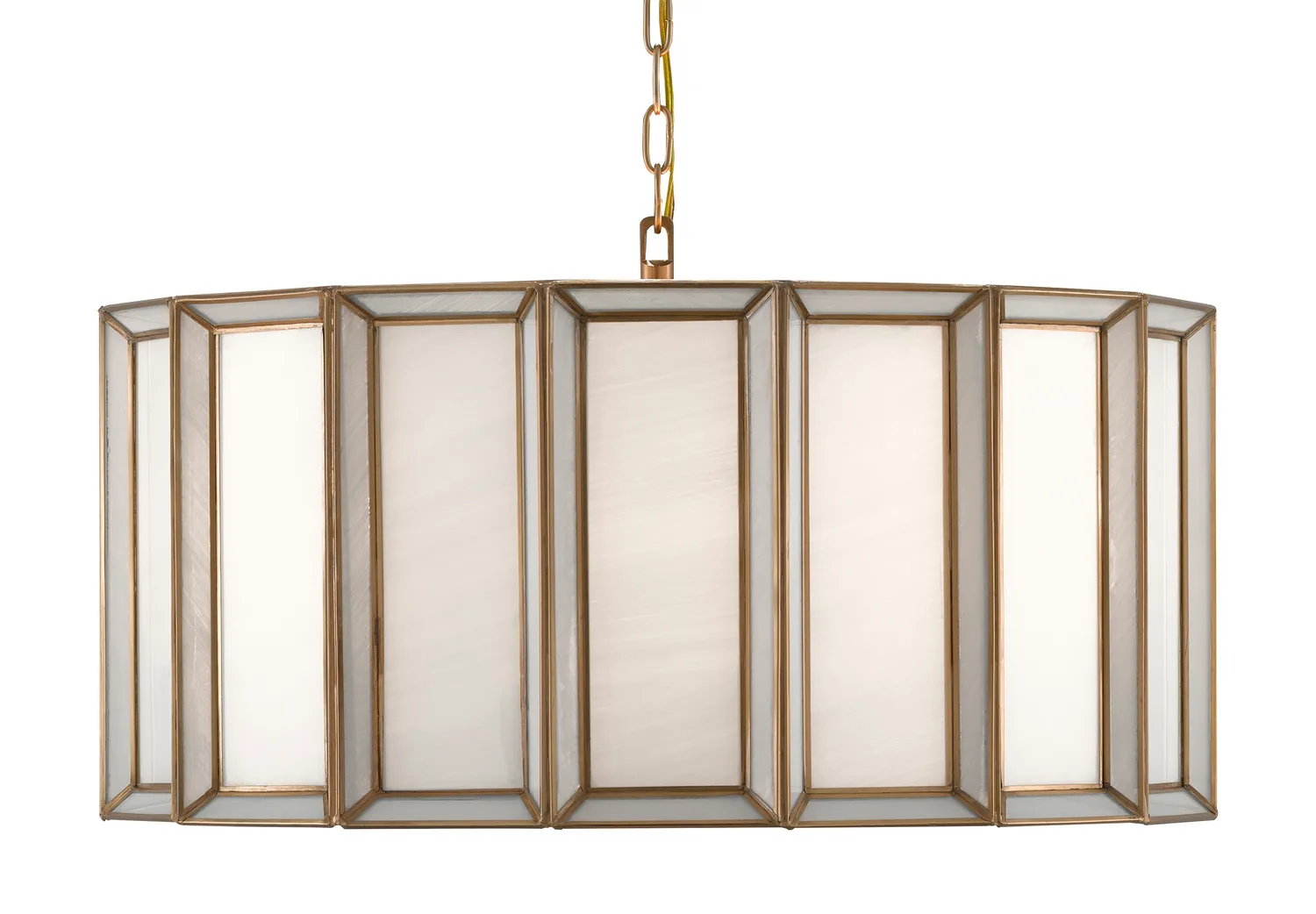 Daze Three Light Pendant in Antique Brass/White
