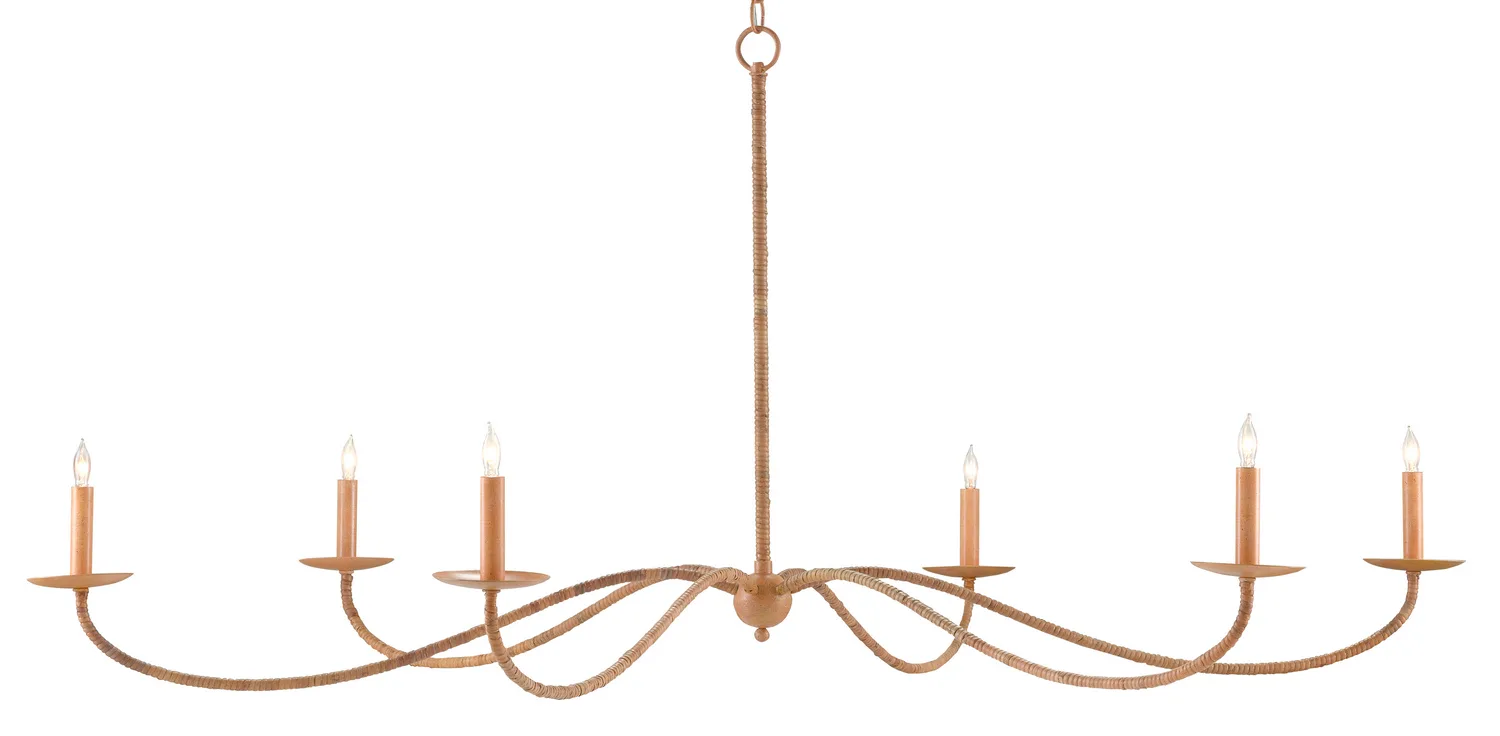 Saxon Large Chandelier in Natural/Saddle Tan