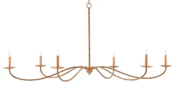 Saxon Large Chandelier in Natural/Saddle Tan
