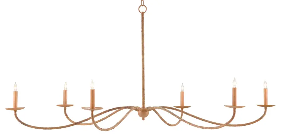 Saxon Large Chandelier in Natural/Saddle Tan