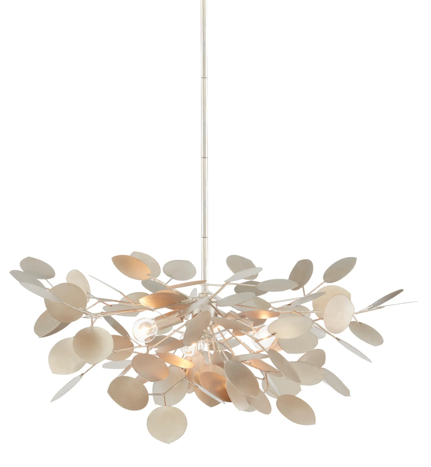 Lunaria Four Light Chandelier in Contemporary Silver Leaf
