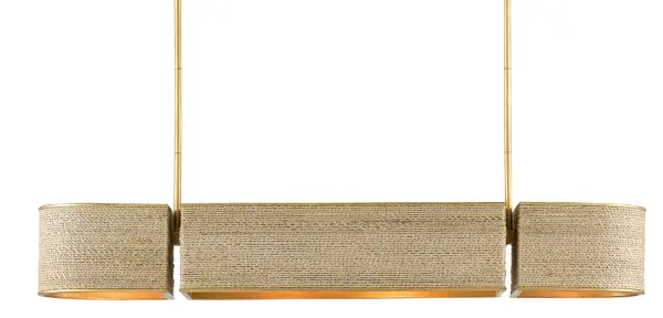 The Tenby brings organic texture and contemporary elegance together in a striking linear design. Hand-wrapped abaca rope over metal creates visual warmth, while gilded gold accents add refined sophistication.