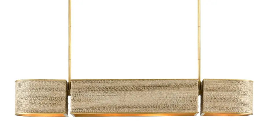 Tenby Oval Chandelier in Natural Rope & Gold Leaf