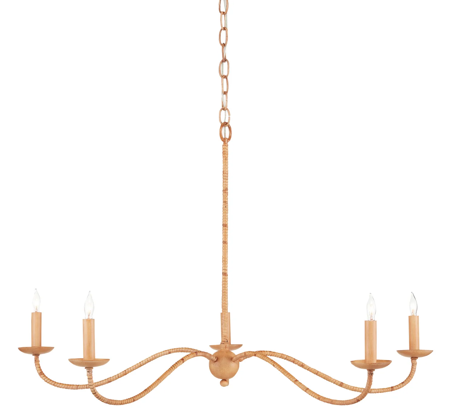 Saxon Five Light Chandelier in Natural/Saddle Tan