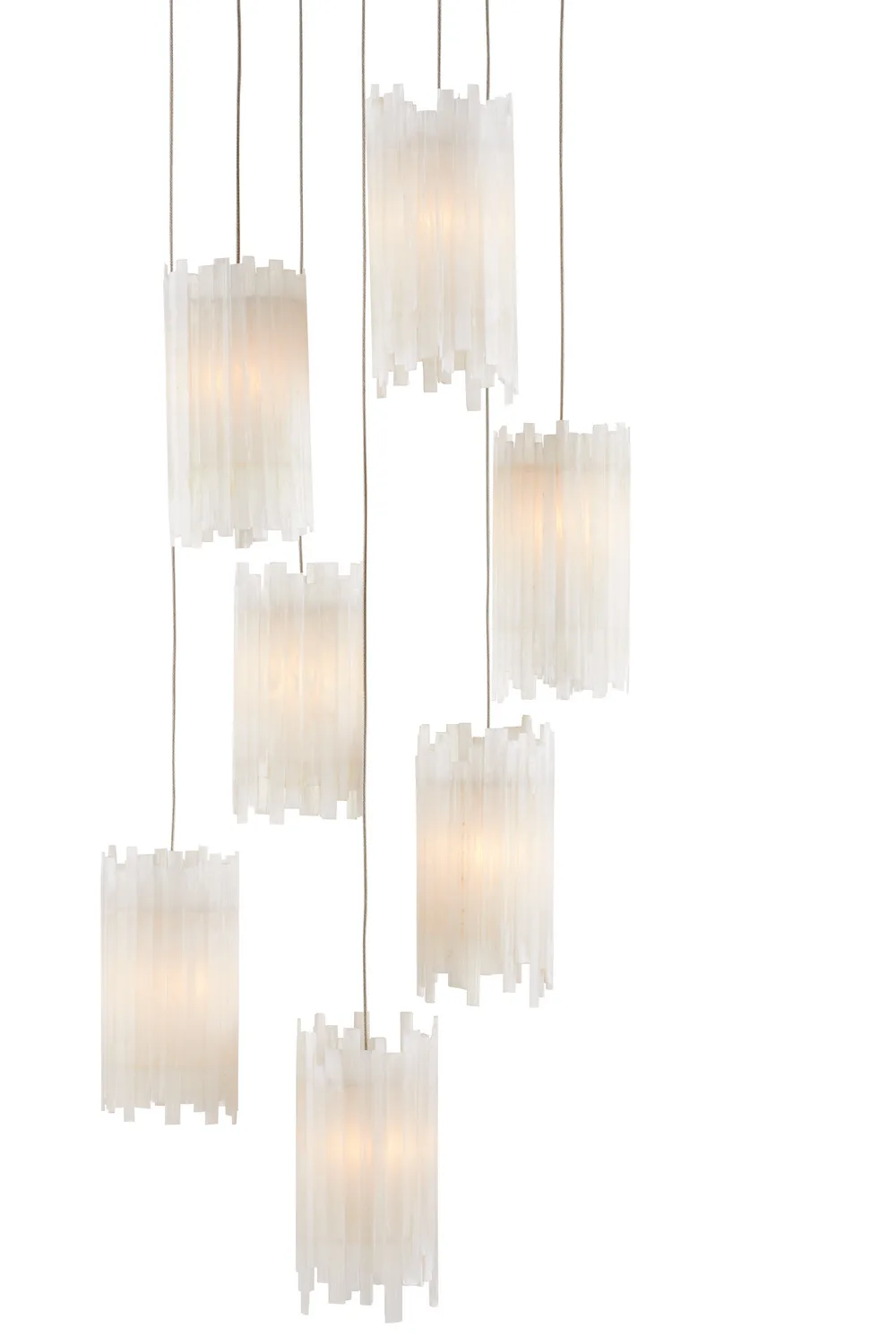 Escenia Seven Light Pendant in Frosted White/Silver