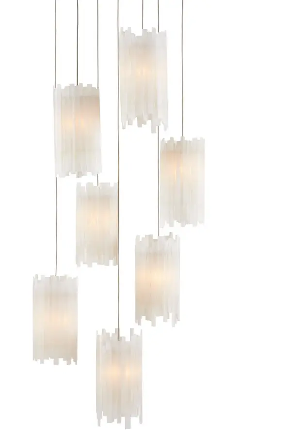 Escenia Seven Light Pendant in Frosted White/Silver