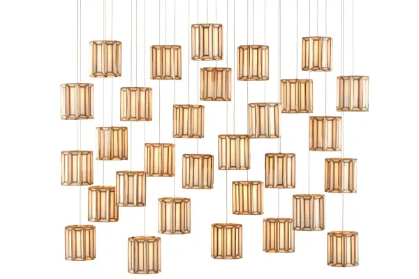 Daze 30-Light Linear Pendant in Antique Brass with Milk Glass