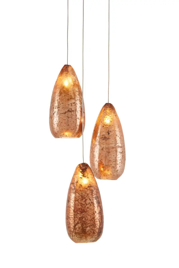 Rame Three Light Pendant in Copper/Silver