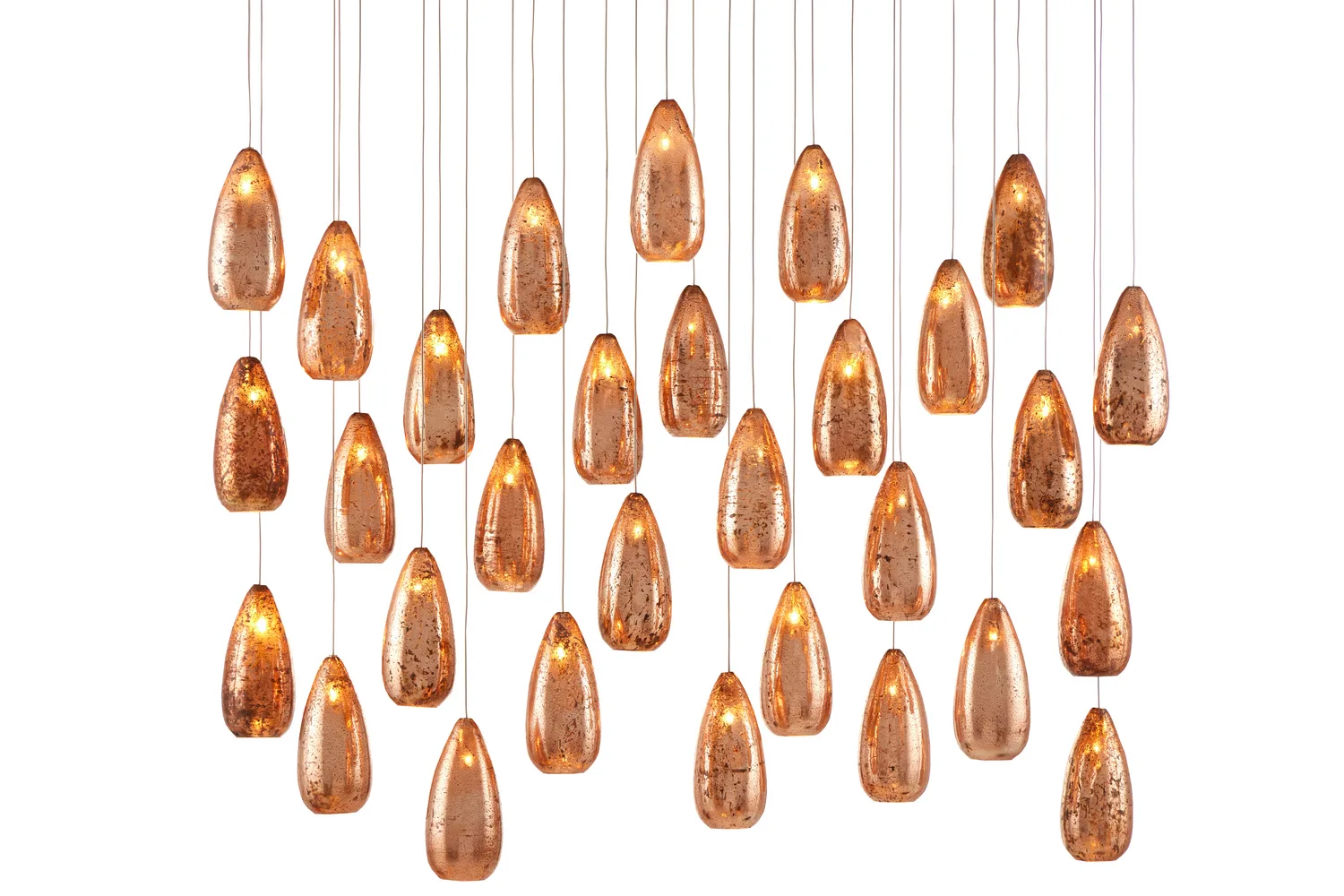 Rame 30-Light Linear Pendant in Copper/Silver