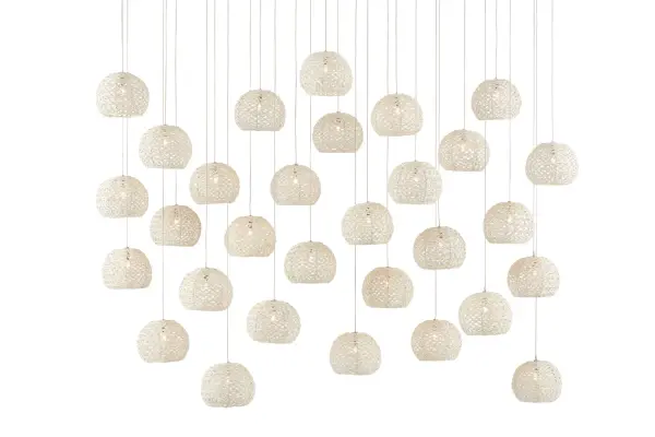 Piero 30-Light Linear Pendant in Sugar White & Silver