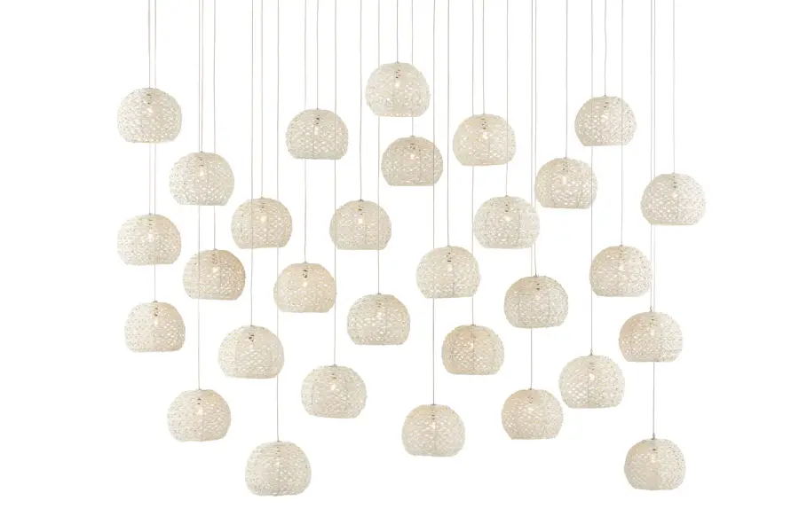 Piero 30-Light Linear Pendant in Sugar White & Silver