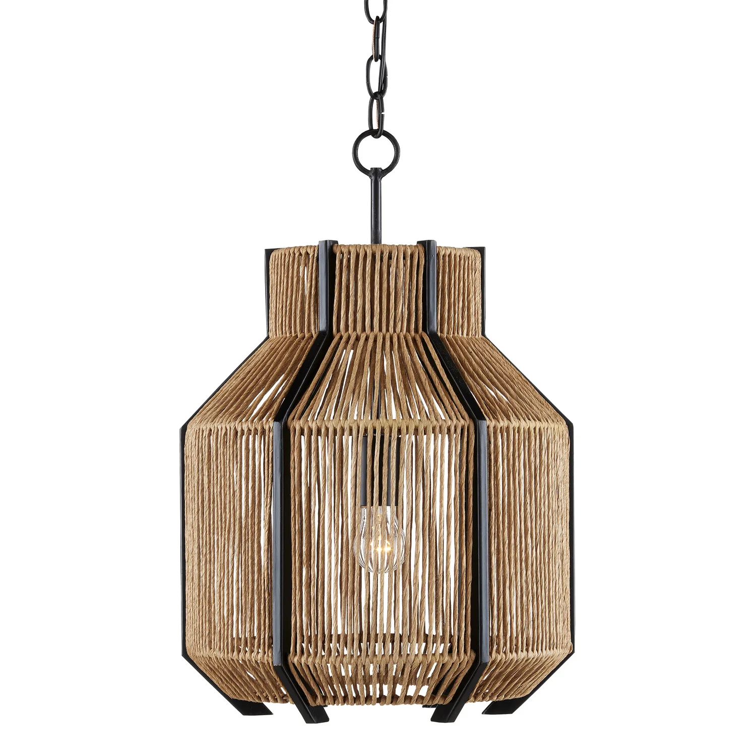 Mali One Light Pendant in Natural/Satin Black