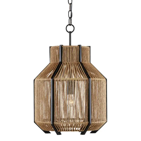 The Mali Pendant masterfully blends natural texture with contemporary design. Its tightly woven Kraft paper shade creates warm, diffused light while sleek black iron accents provide modern contrast. Perfect for adding organic character to kitchens and dining spaces.