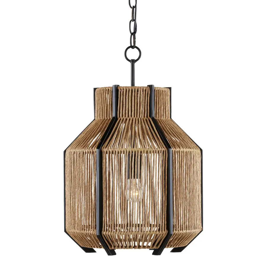 Mali One Light Pendant in Natural/Satin Black