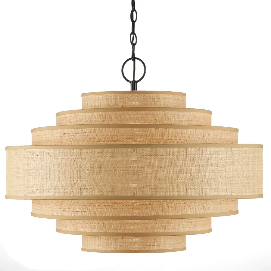 Maura Six Light Chandelier in Natural/Satin Black