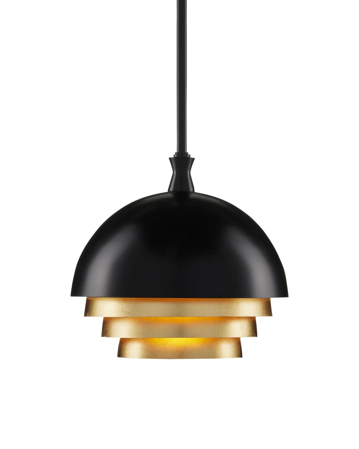 Salviati One Light Pendant in Black/Gold Leaf
