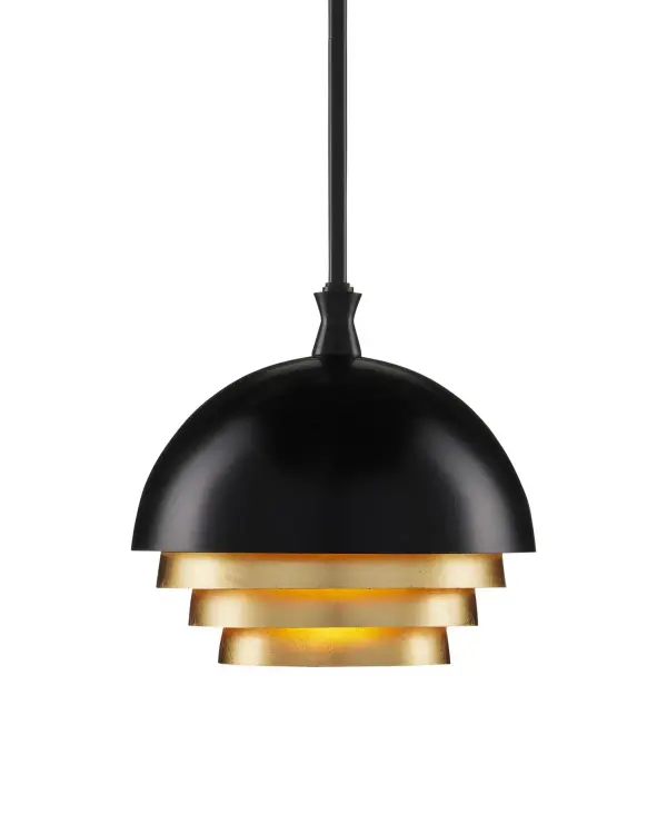 Salviati One Light Pendant in Black/Gold Leaf