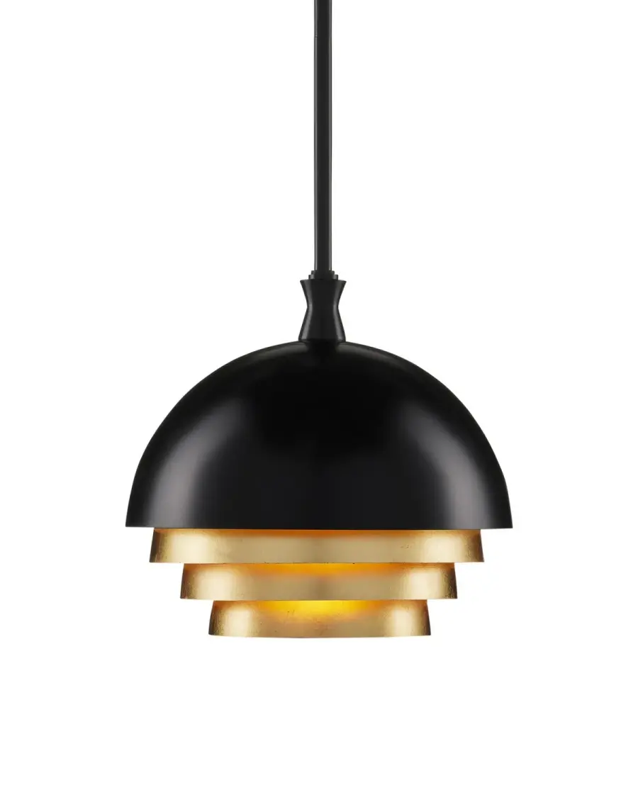 Salviati One Light Pendant in Black/Gold Leaf