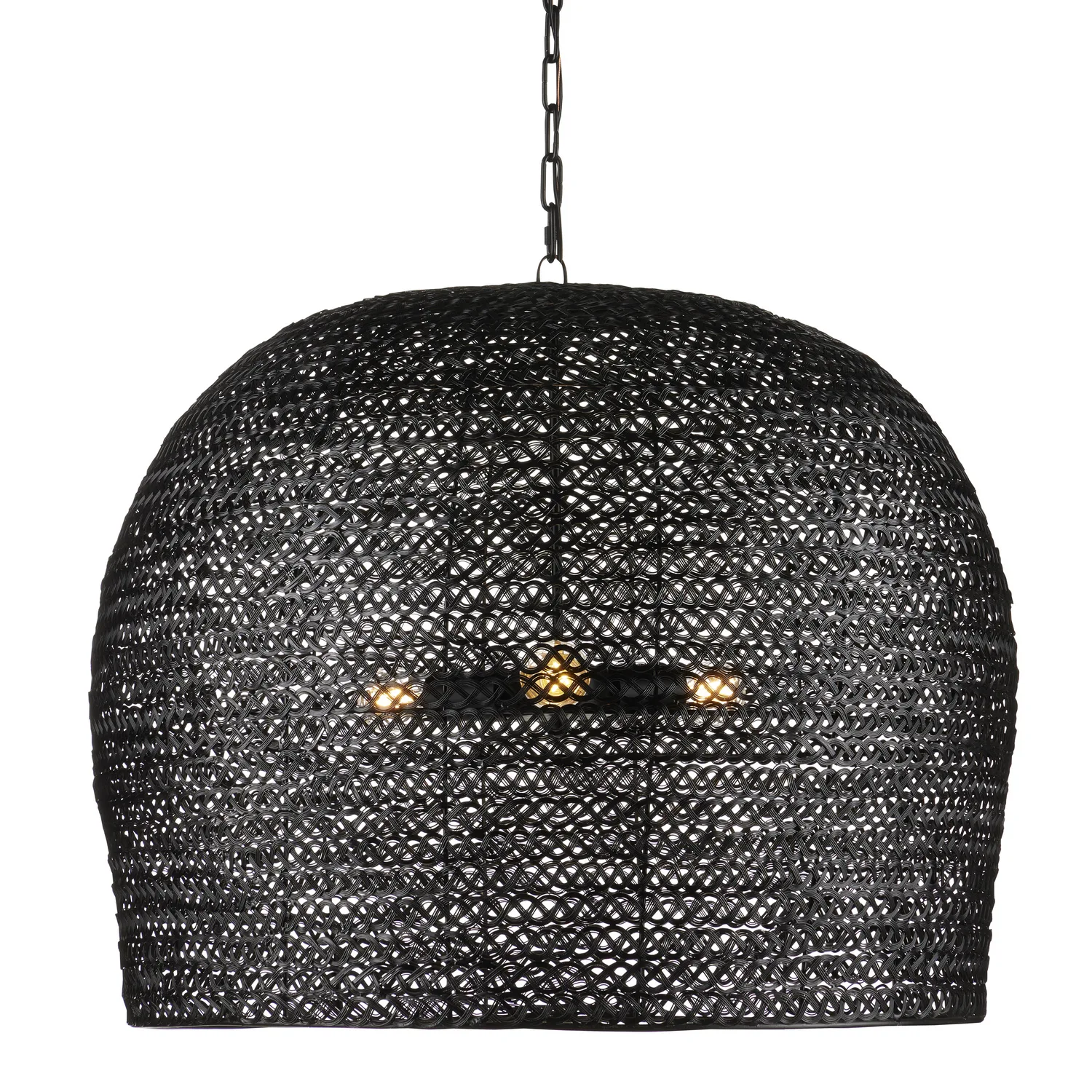 Piero Large Woven Pendant in Satin Black