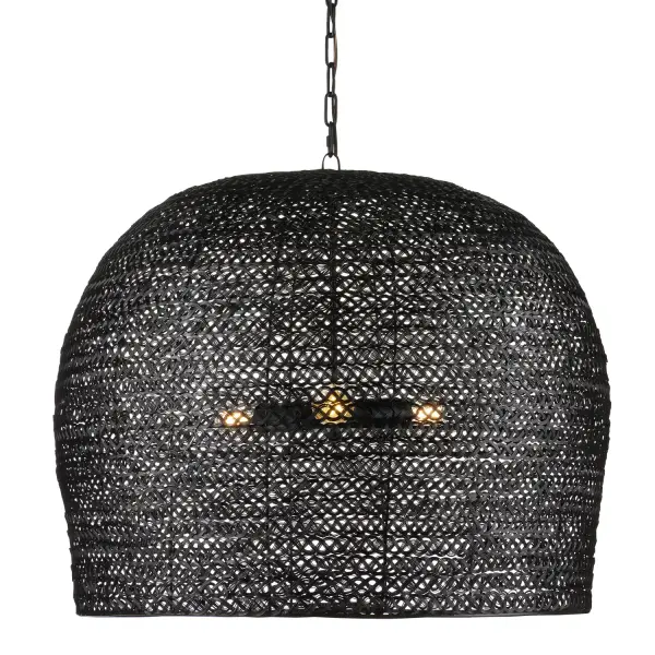 Piero Large Woven Pendant in Satin Black