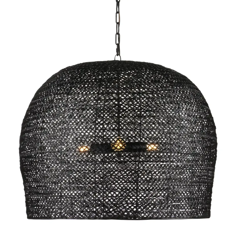 Piero Large Woven Pendant in Satin Black