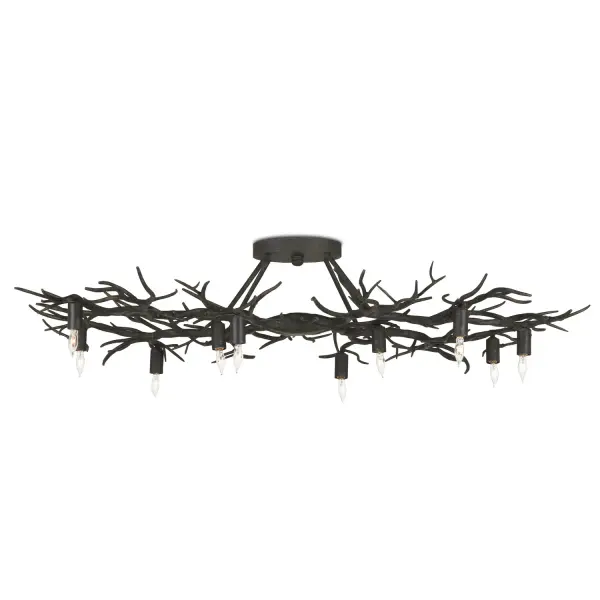 A striking biophilic design that brings organic elegance indoors with its tree-like structure and flowing bronze branches. The ten exposed bulbs create dramatic ambient lighting while the low-profile design works beautifully in spaces with standard ceiling heights.