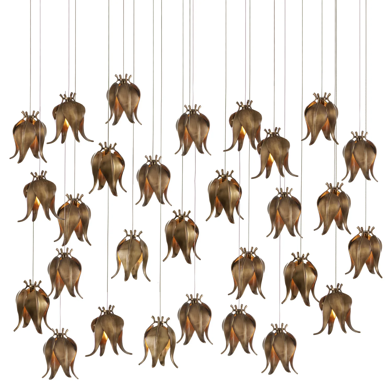 Iota 30-Light Multi-Drop Pendant in Antique Brass/Silver