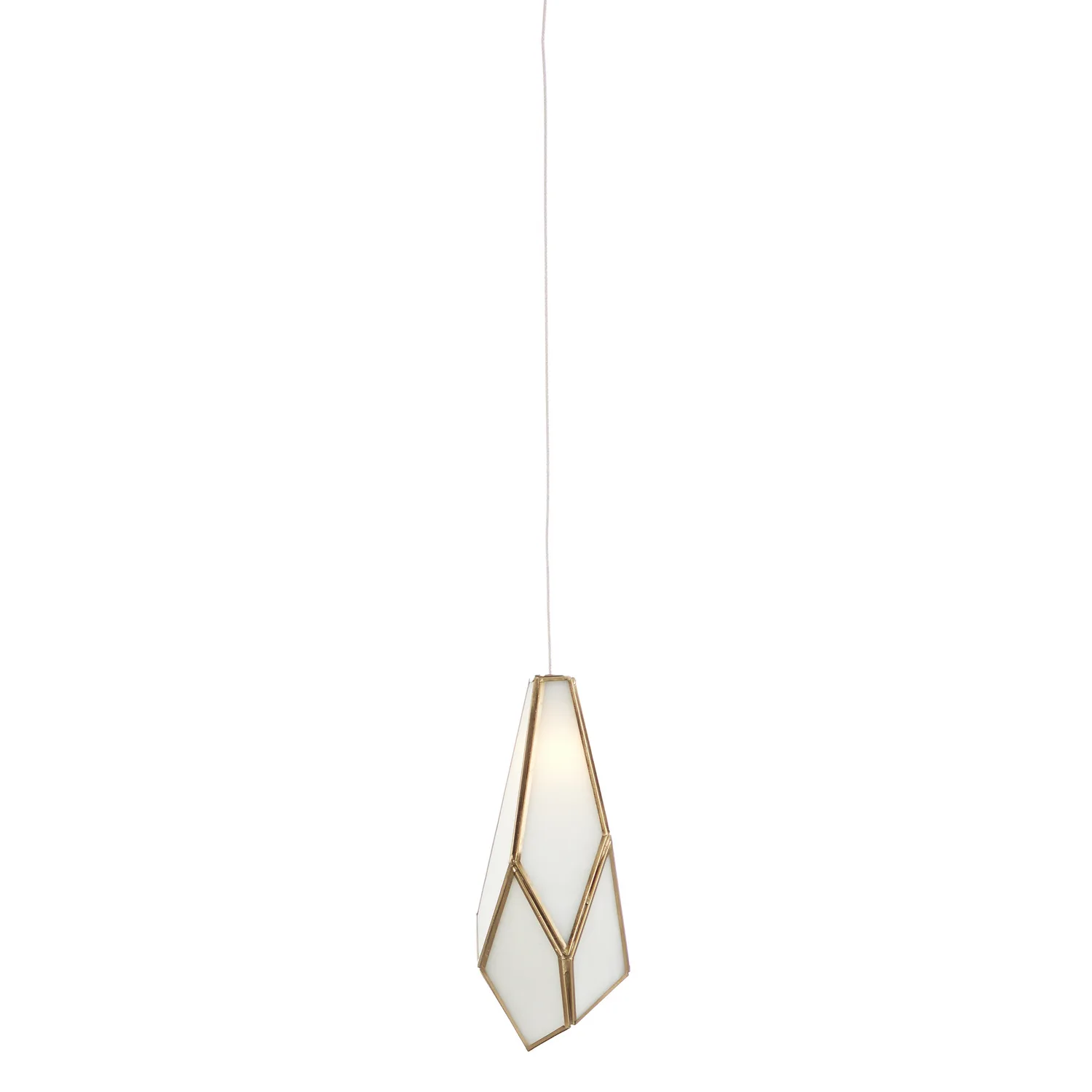 Glace One Light Pendant in White/Antique Brass/Silver