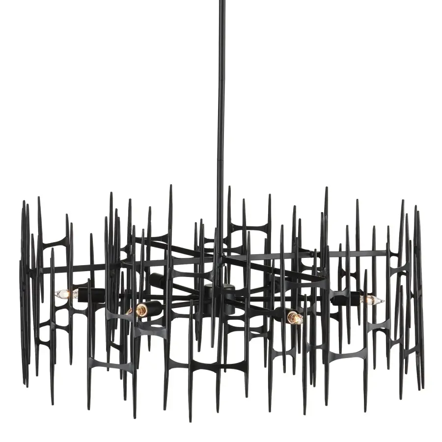 Attingham Six Light Chandelier in Satin Black