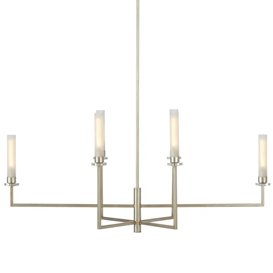 Courante Six Light Chandelier in Champagne/Frosted White