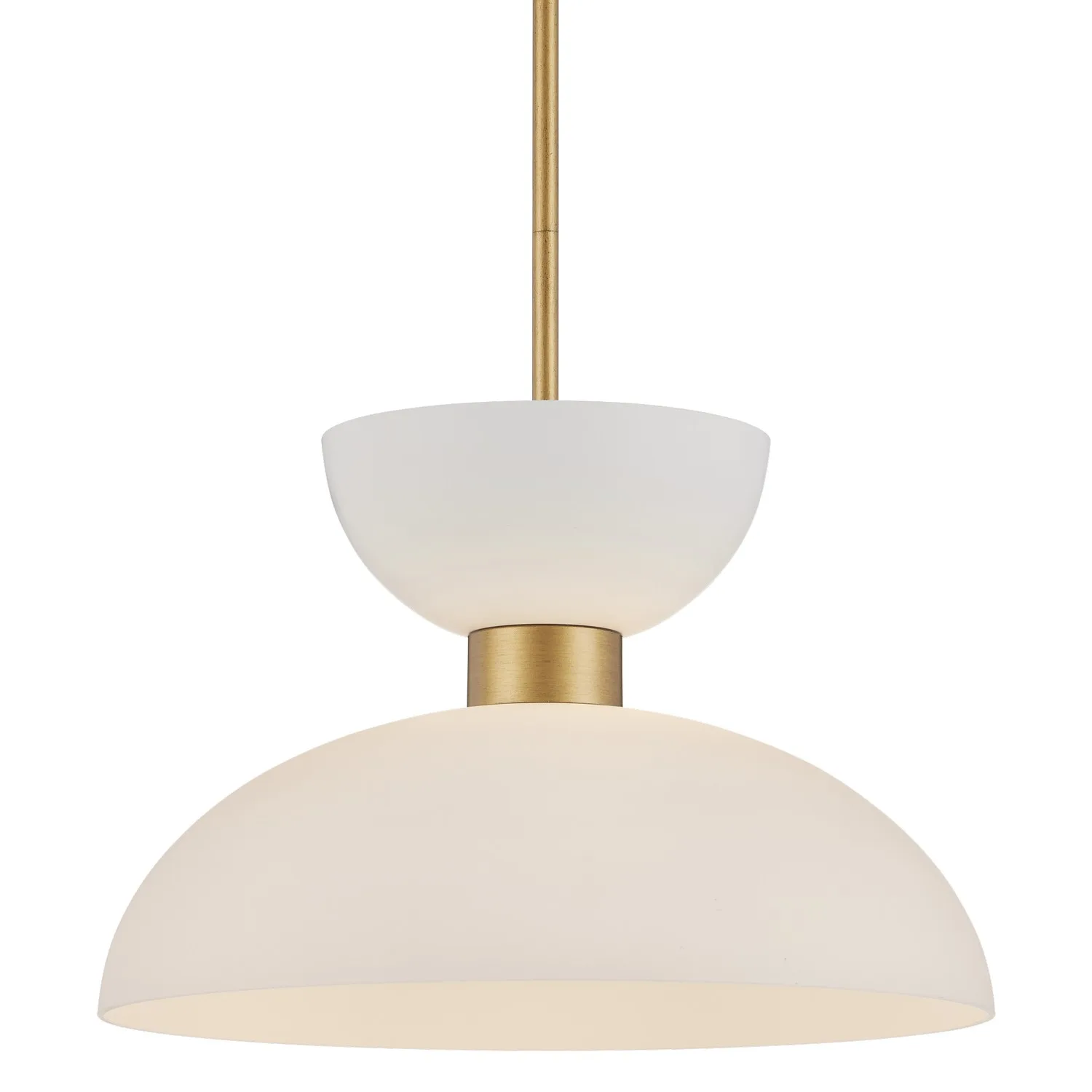 Zevio One Light Pendant in White/Antique Brass