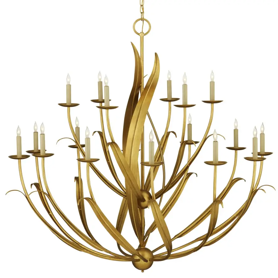 Menefee 18-Light Chandelier in Antique Gold Leaf