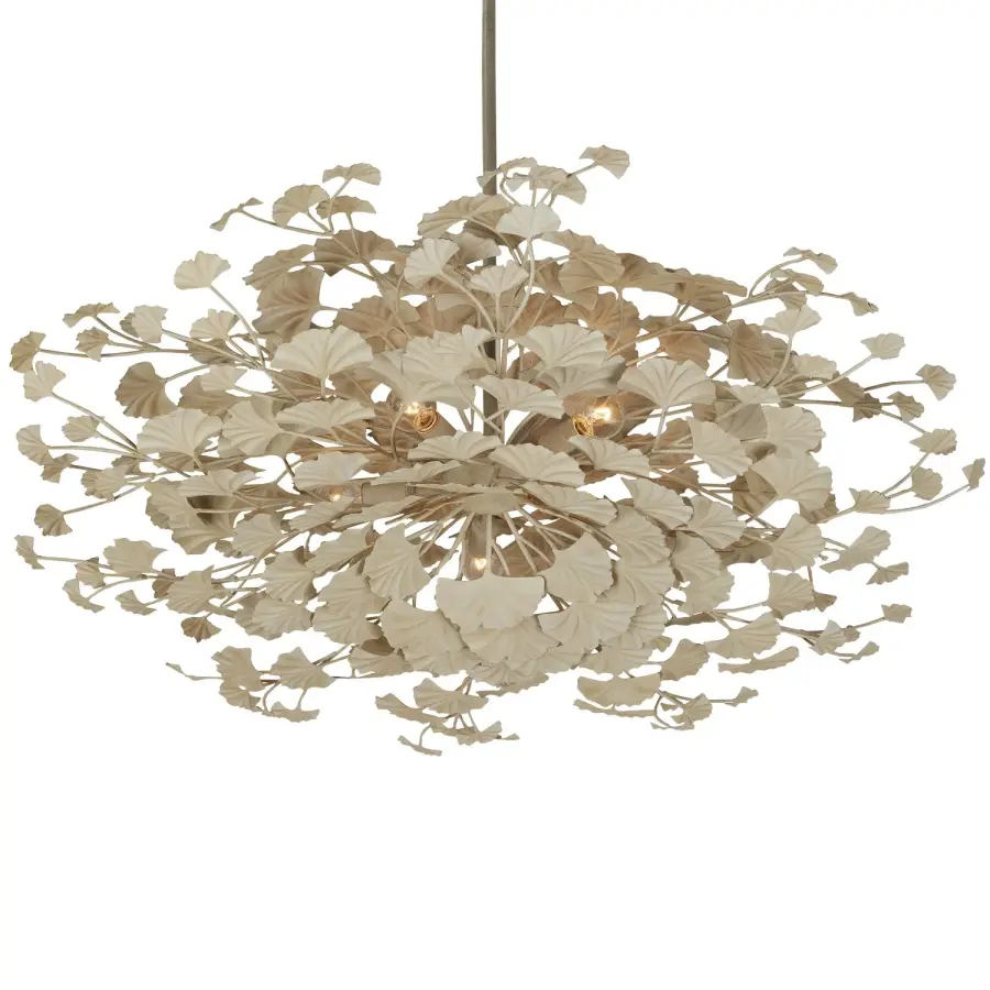 Maidenhair Five Light Semi-Flush Mount in Antique Pearl
