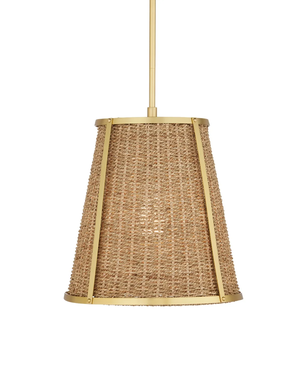 Deauville Small Pendant in Natural Seagrass & Polished Brass