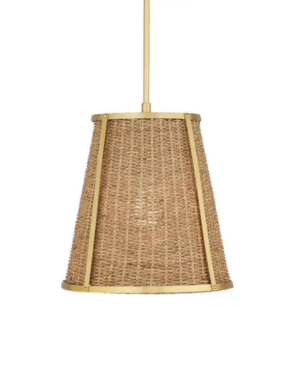 Deauville Small Pendant in Natural Seagrass & Polished Brass