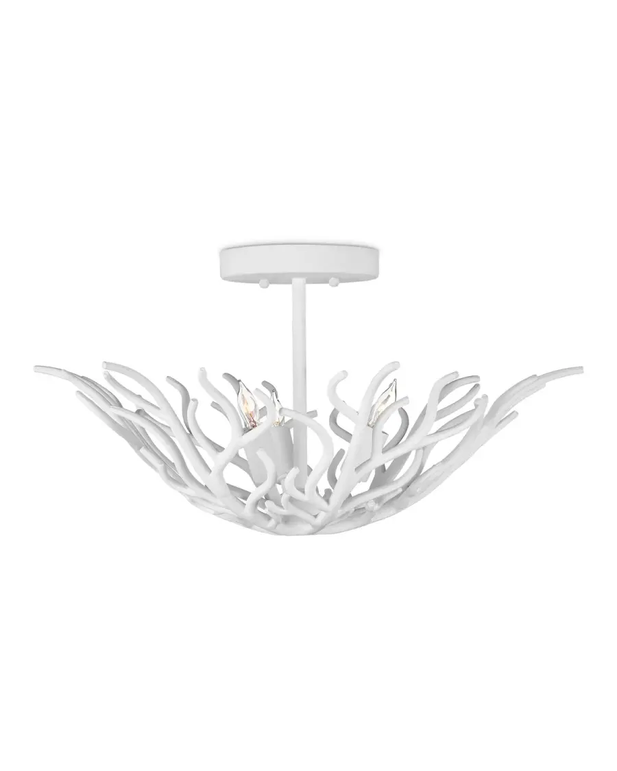 Snowfall Three Light Semi-Flush Mount in Gesso White