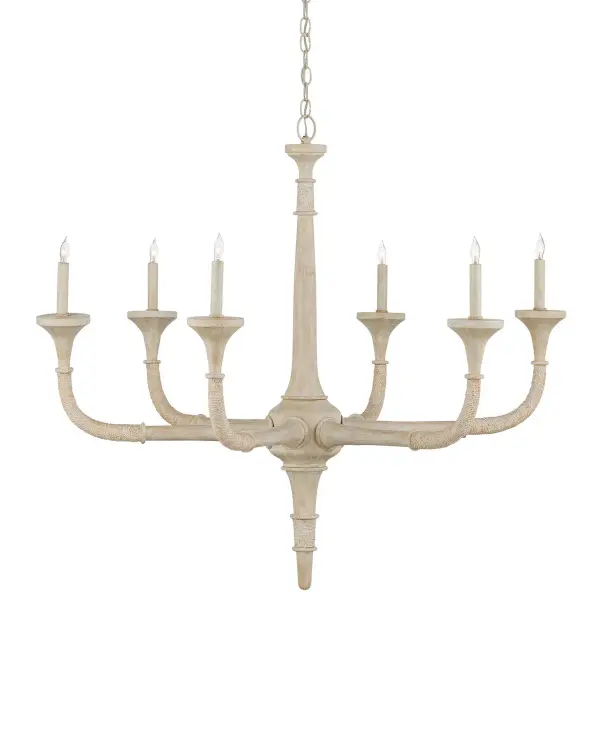 The Aleister brings beachy sophistication with its sandstone finish over wood, abaca rope, and wrought iron. At 43.5" wide, it makes a bold statement while maintaining organic warmth perfect for coastal and transitional spaces.