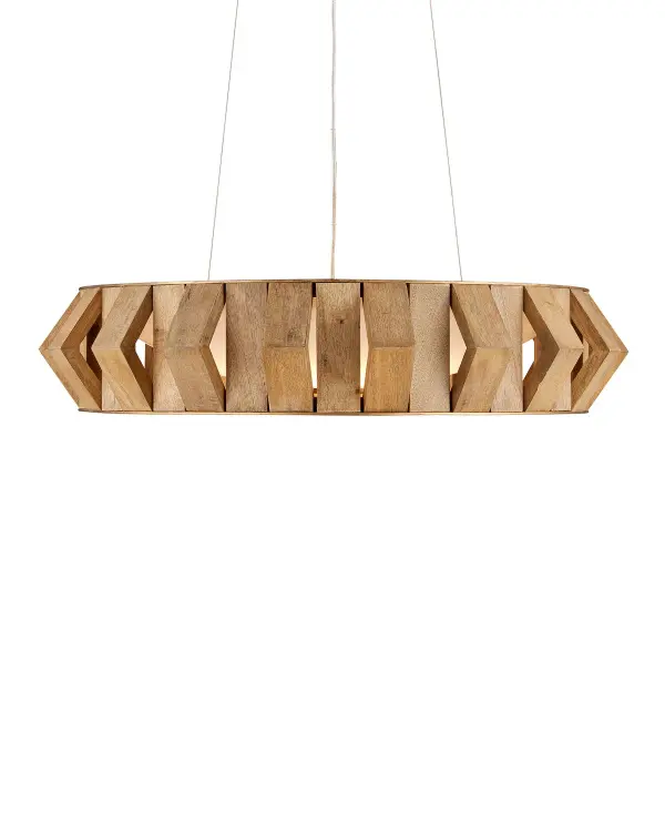 A striking blend of natural wood and brass that brings warmth and architectural interest to any space. The angled toffee-finished wood slats create dynamic visual texture while integrated LED technology provides energy-efficient illumination.