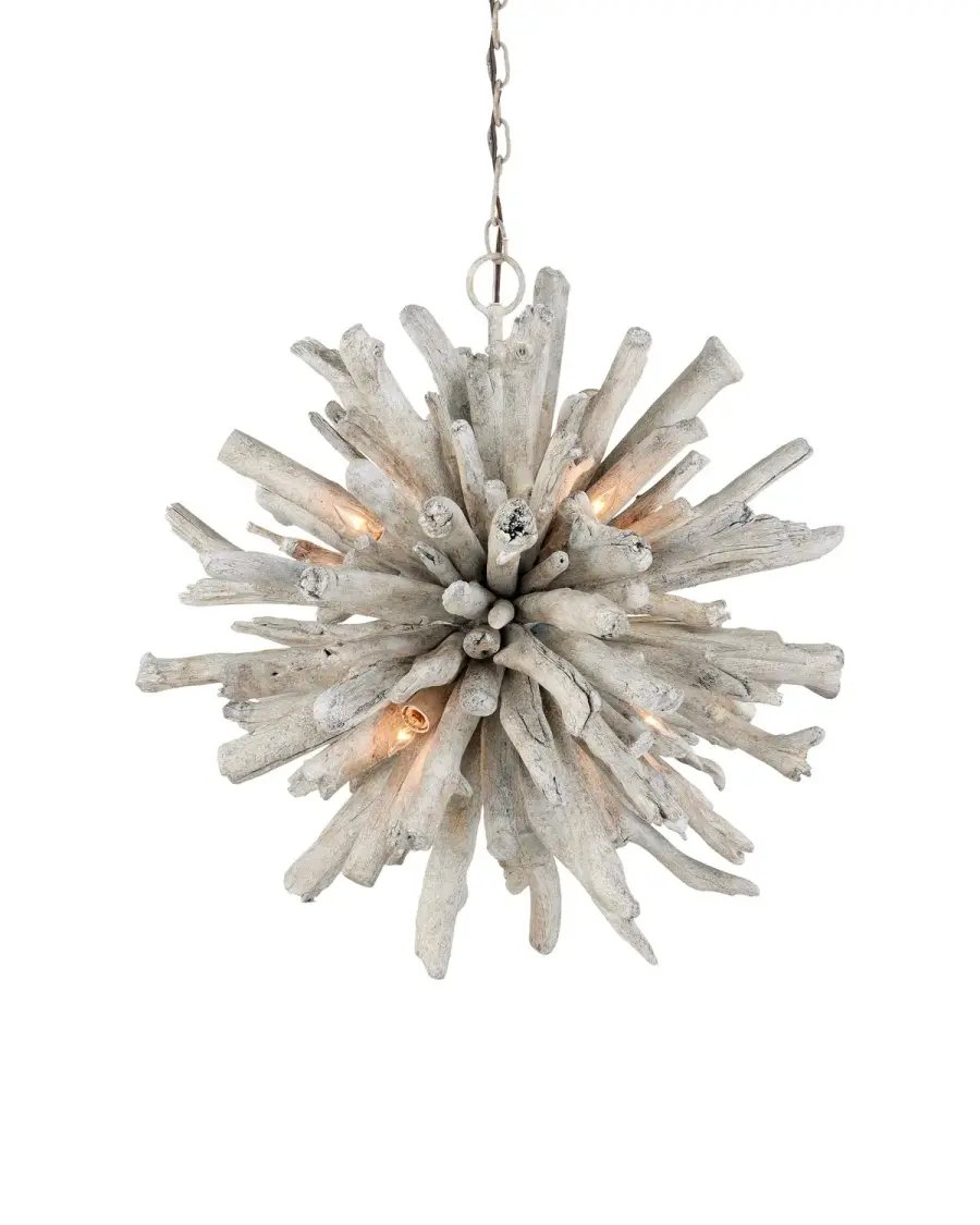 Kuka Six Light Pendant in Whitewash