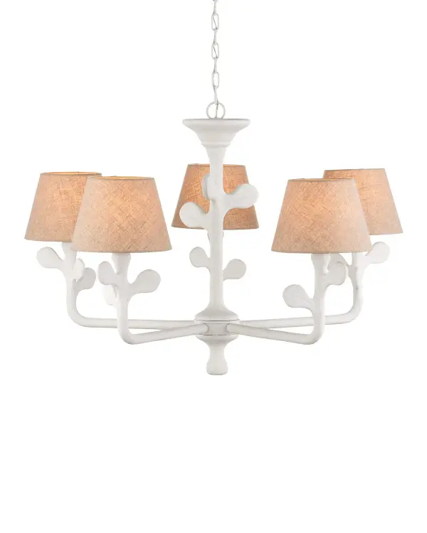 Charny Five Light Chandelier in Gesso White