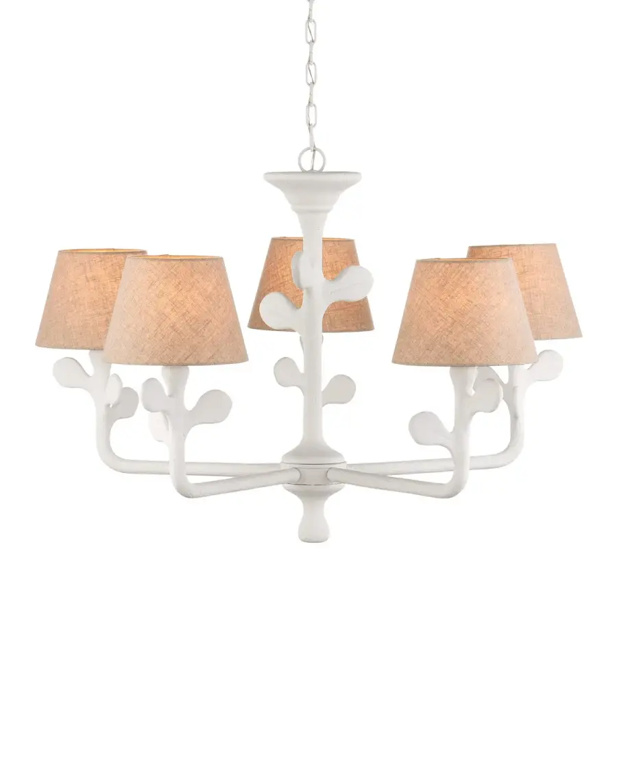 Charny Five Light Chandelier in Gesso White