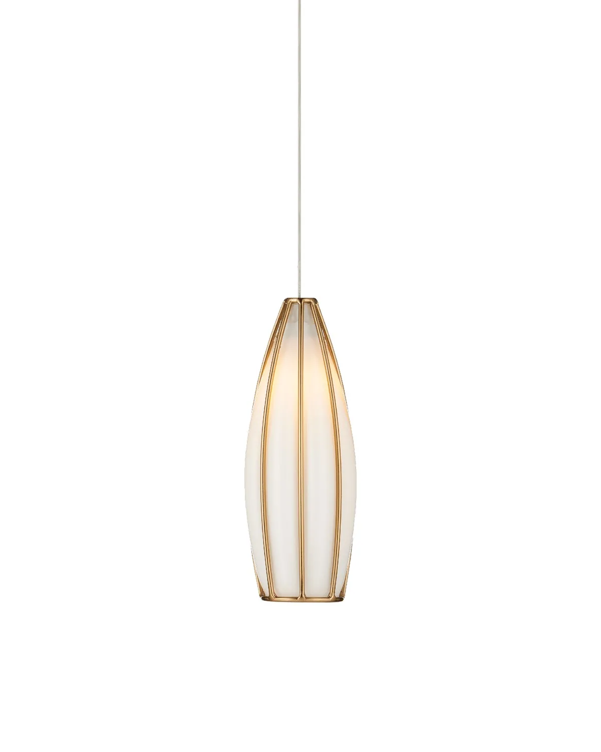 Parish One Light Pendant in White/Antique Brass