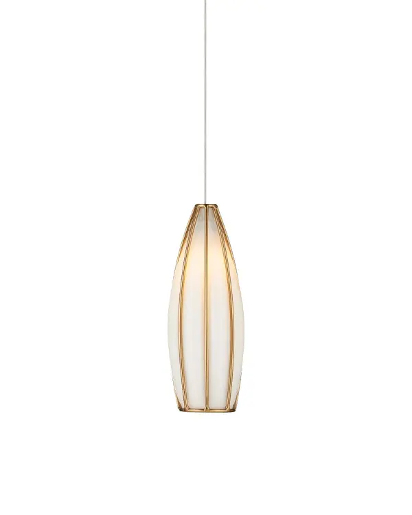 Parish One Light Pendant in White/Antique Brass