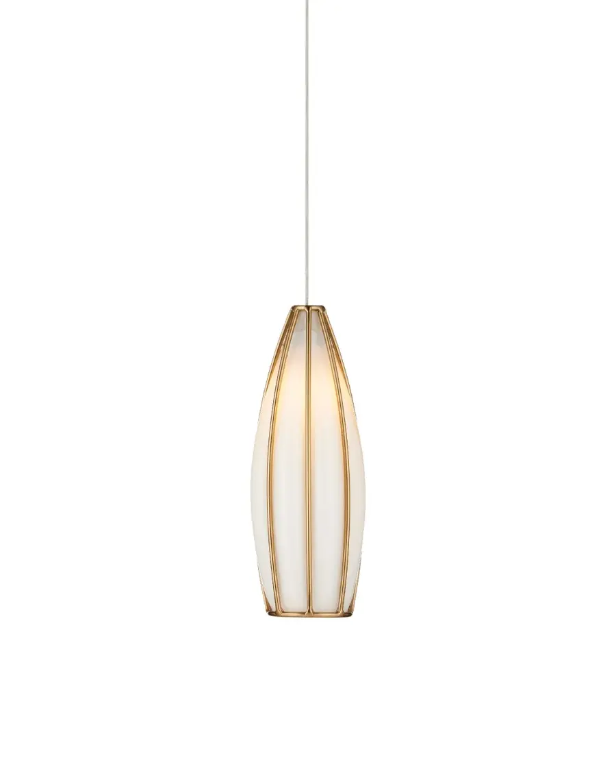 Parish One Light Pendant in White/Antique Brass