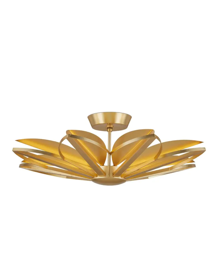 Stewart Eight Light Semi-Flush Mount in Gold Leaf