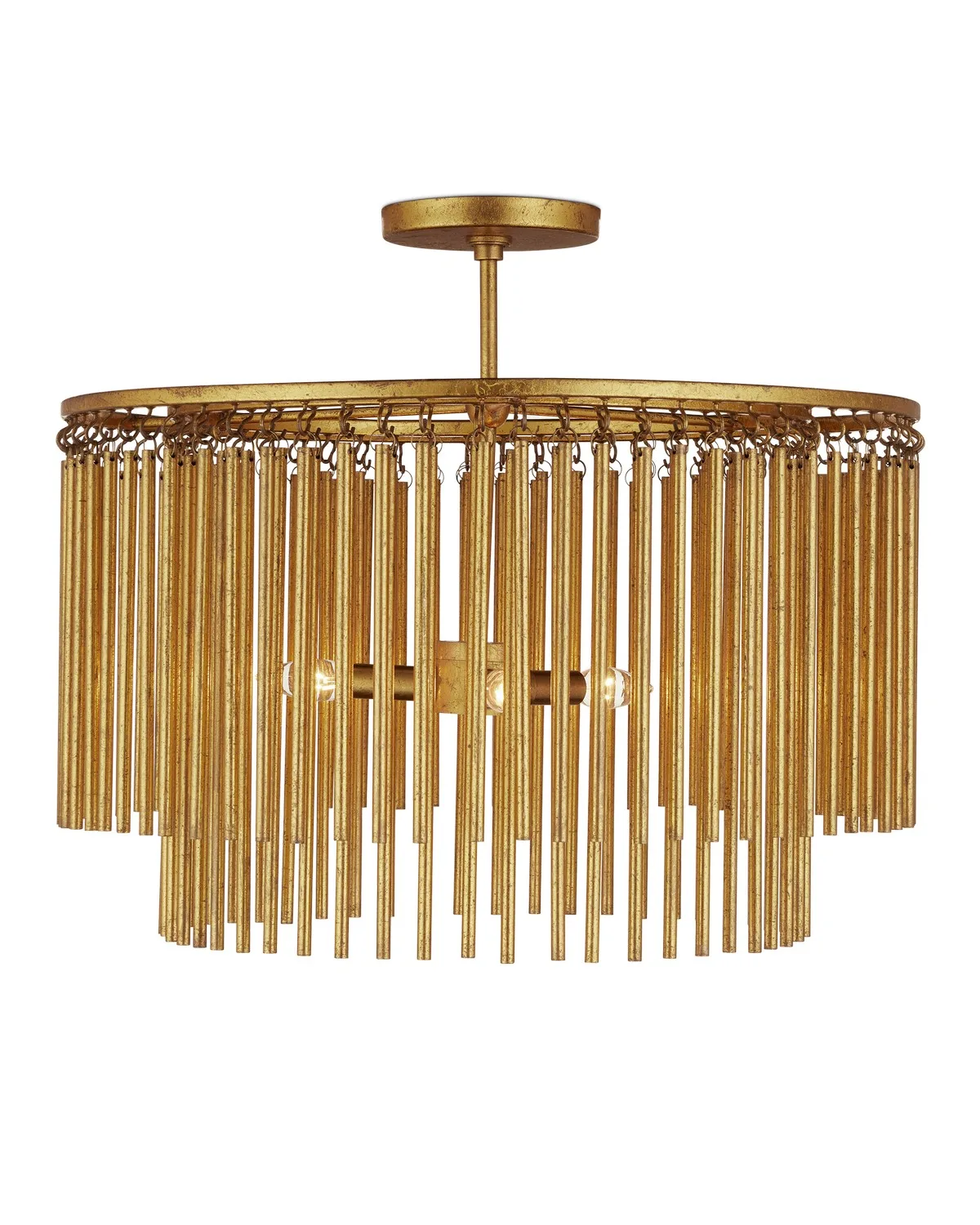 Mantra Three Light Semi-Flush Mount in Gold Leaf