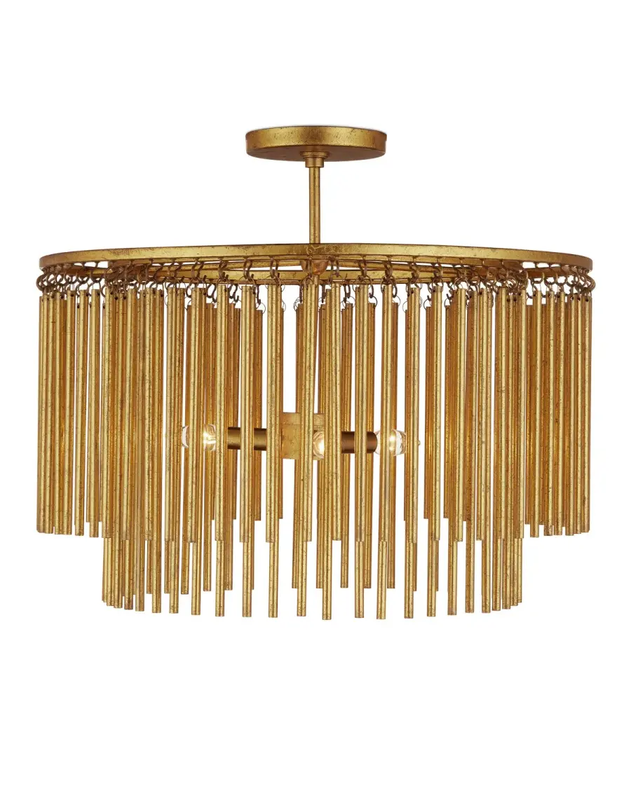 Mantra Three Light Semi-Flush Mount in Gold Leaf