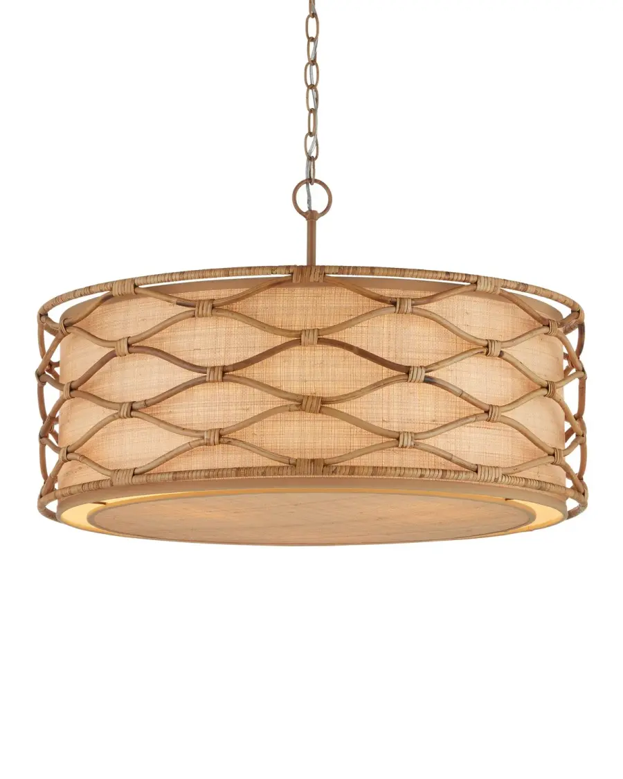Partita Three Light Pendant in Natural/Saddle Tan