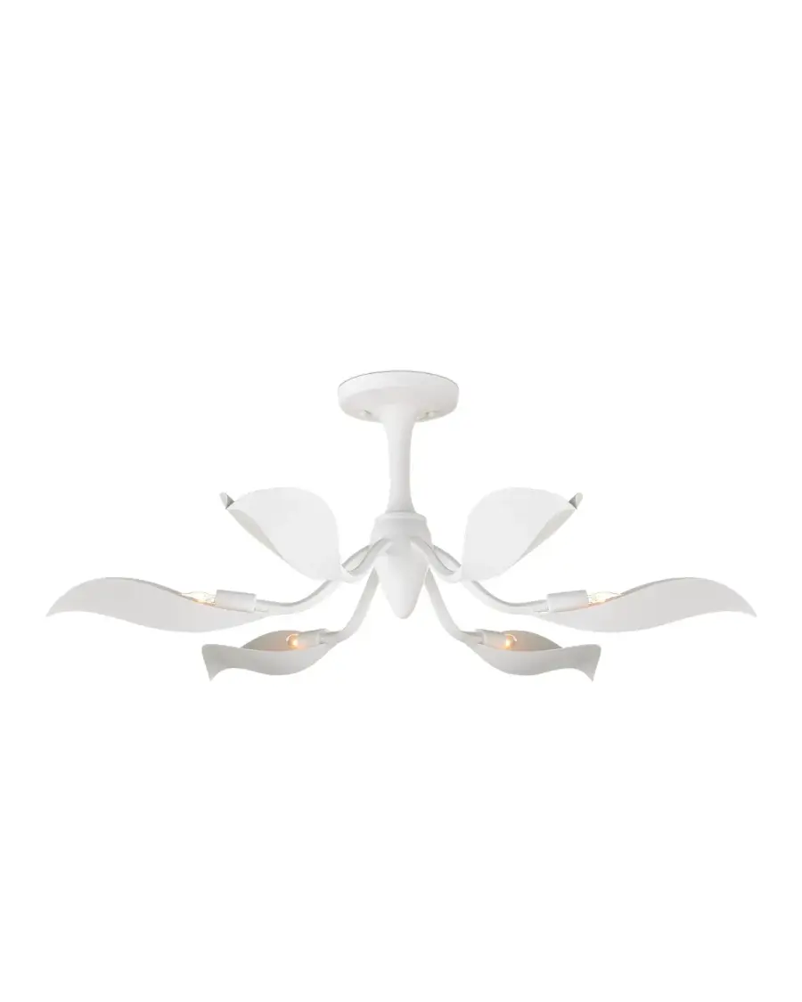 Snowflower Six Light Semi-Flush Mount in Gesso White