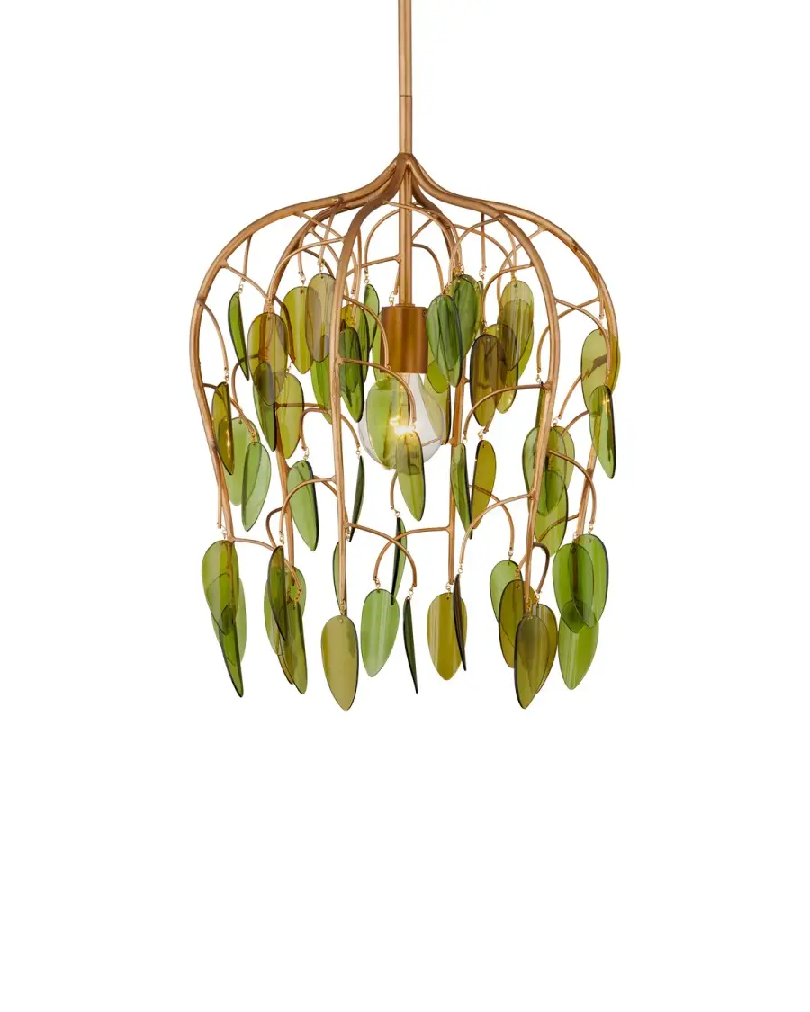 Midsummer One Light Pendant in Brass/Green